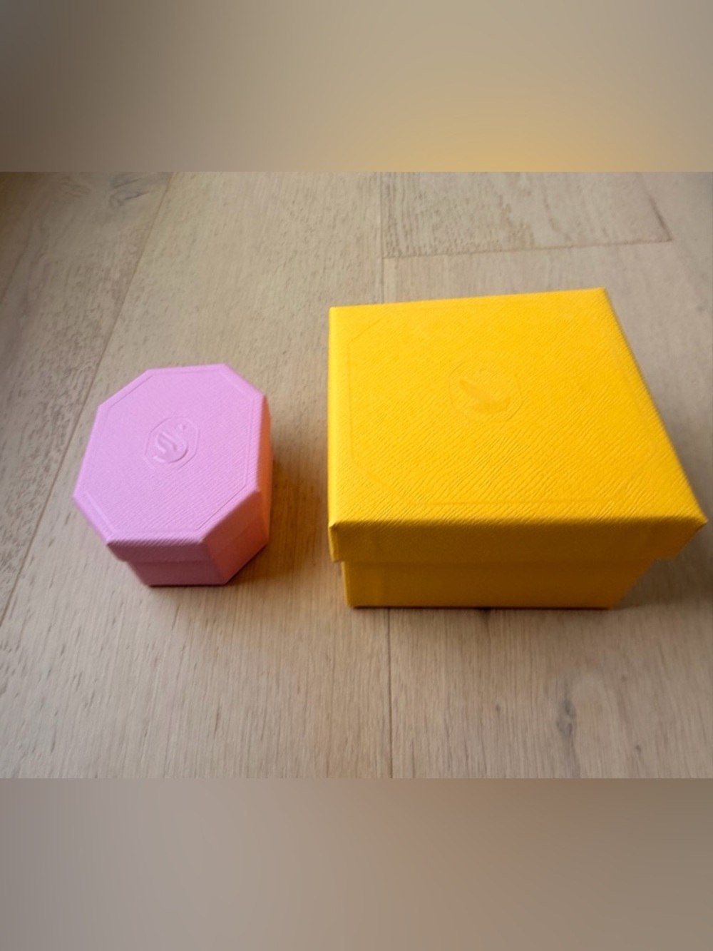Swarovski Pink Octagonal Jewelry Box & Yellow Square Box - Picture 2 of 6
